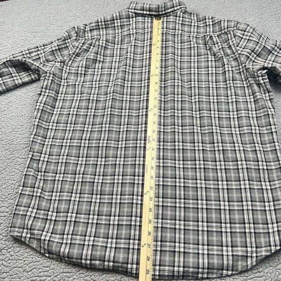 Eddie Bauer Button up Shirt Mens XL Gray Black Plaid Flannel Cotton Casual - Picture 9 of 12